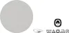 A light gray circular swatch of fabric next to several care and certification symbols. Produktbild-Vorschau