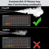 Comparison of steam output from two different steam cleaners, one labeled 'CkeyiN' and the other 'Andere' (Others). The 'CkeyiN' product shows a consistent steam output over 10 minutes with a graph and a checkmark, while the 'Andere' product shows intermit Produktbild-Vorschau