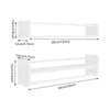 Diagrams showing the dimensions of two different wall-mounted shelves. Podgląd zdjęcia produktu