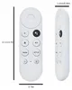 A white remote control for a Chromecast device is shown from the front and side, with dimensions indicated. Produktbild-Vorschau