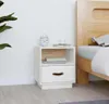 The Living Store Nachttisch Weiß 40x34x45 cm Massivholz Produktbild-Vorschau 1