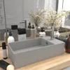 vidaXL Badezimmer-Waschbecken mit Überlauf Keramik Hellgrau Produktbild-Vorschau 2