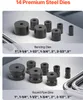 A collection of steel dies for bending and pipe work, displayed on a metallic surface. Produktbild-Vorschau