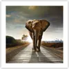 Poster - Poster ohne Rahmen - Elefant Straße Landschaft - Produktbild-Vorschau 1