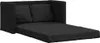 A black sofa bed unfolded with two pillows on top. Produktbild-Vorschau