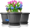 BigDean 3x Blumentopf mit Untersetzer rund ø33xH25 cm Produktbild-Vorschau 1