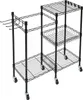 A black wire shelving unit with multiple shelves and hooks, shown against a white background. Náhled obrázku produktu