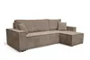 A brown sectional sofa with an ottoman on a white background. Produktbild-Vorschau