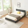 Łóżko z imitacji skóry "Albacete" 140x200cm ciemnoszare Podgląd zdjęcia produktu 2