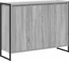 A standalone cabinet with a wood grain finish and black metal frame. Podgląd zdjęcia produktu