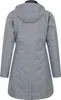 The back view of a grey women's jacket with a hood. Produktbild-Vorschau