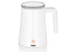 A white electric milk frother with a clear lid and handle, set against a plain white background. Produktbild-Vorschau