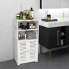 Badezimmerschrank mit Tür und offenes Fach 22x36x75cm Weiß Produktbild-Vorschau 6