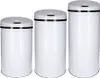 Three white trash cans of different sizes are lined up against a white background. Náhľad obrázku produktu
