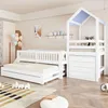 Merax Kinderbett 90x200 cm mit Ausziehbett 90x190, Hausbett Produktbild-Vorschau 3