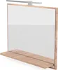 A bathroom mirror with an integrated shelf and LED light. Produktbild-Vorschau