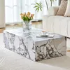 Weißer rechteckiger Couchtisch mit Marmorimitat, 90x50x30 Produktbild-Vorschau 3