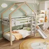 A child's bedroom with a bunk bed, desk, and slide. Náhľad obrázku produktu
