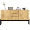 A wooden sideboard with black legs, displayed against a white background. Anteprima dell’immagine prodotto