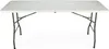A white folding table with gray metal legs against a white background. Produktbild-Vorschau