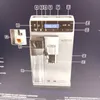 An instructional diagram of a DeLonghi Autentica Cappuccino coffee machine, with numbered callouts pointing to different parts and features. Voir les images du produit