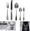 A set of cutlery displayed against a white background, with a packaging box showing a deer illustration. Náhled obrázku produktu
