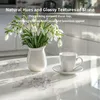 A close-up of a marble-patterned table with a vase of snowdrops and a cup of coffee. Produktbild-Vorschau