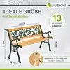 A diagram showing the dimensions and features of a garden bench. Náhled obrázku produktu