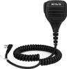 A black Retevis RS112 speaker microphone with a coiled cord and a two-pin connector. Produktbild-Vorschau