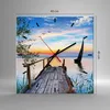 Wanduhr - Quadrat - Glasuhr - Brücke See - 40x40cm - Produktbild-Vorschau 3