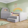 Lit enfant 90x200 cm avec veilleuse et port USB, lit simple Voir les images du produit 3