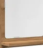 A close-up view of a wooden-framed mirror with a shelf. Voir les images du produit