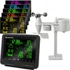 A weather station with a display unit and an outdoor sensor unit, along with multiple colored display screens. Anteprima dell’immagine prodotto