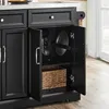 SoBuy Kücheninsel FKW71-II-SCH mit geöffneter Schranktür, darin Kaffeemaschine und Korb im modernen Küchenambiente Produktbild-Vorschau