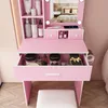 Make-up tafel met LED-verlichting en krukje, 60x38x132 cm, Productafbeelding-voorbeeld 12