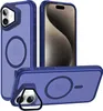 Multiple views of a blue iPhone case with a clear back and a magnetic ring for MagSafe. Produktbild-Vorschau
