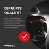 A dark, stylized image of the rear of a car, with text overlays and a quality seal. Produktbild-Vorschau