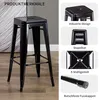 A black bar stool is shown in a room with a textured wall, and smaller images highlight its features. Náhľad obrázku produktu