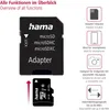 A microSD card and adapter with accompanying feature descriptions and icons. Voir les images du produit