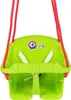 A close-up front view of a green child's swing with red ropes. Náhľad obrázku produktu