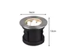 A round, in-ground spotlight with a stainless steel top and black base, shown against a white background with dimensions indicated. Podgląd zdjęcia produktu