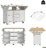 OKWISH Îlot De Cuisine Extensible Avec Roulettes Et Plateau Voir les images du produit 6