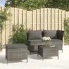 vidaXL 3-tlg. Garten-Lounge-Set mit Kissen Grau Poly Rattan Produktbild-Vorschau 2