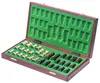 An open wooden chess set with green felt lining and all the chess pieces neatly arranged. Anteprima dell’immagine prodotto