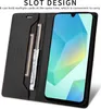 A black leather flip wallet phone case with card slots and a phone inside. Produktbild-Vorschau