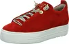A red suede sneaker with a white platform sole is shown against a white background. Náhľad obrázku produktu