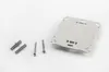 A light gray mounting plate and hardware (screws and wall anchors) are arranged on a white background. Produktbild-Vorschau