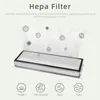 A diagram illustrating the function of a HEPA filter, showing particles being filtered out. Produktbild-Vorschau