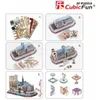 An instructional diagram showing the steps to assemble a 3D puzzle of Notre Dame Cathedral. Produktbild-Vorschau