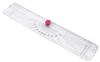 A clear plastic ruler with markings and a red knob on a white background. Produktbild-Vorschau